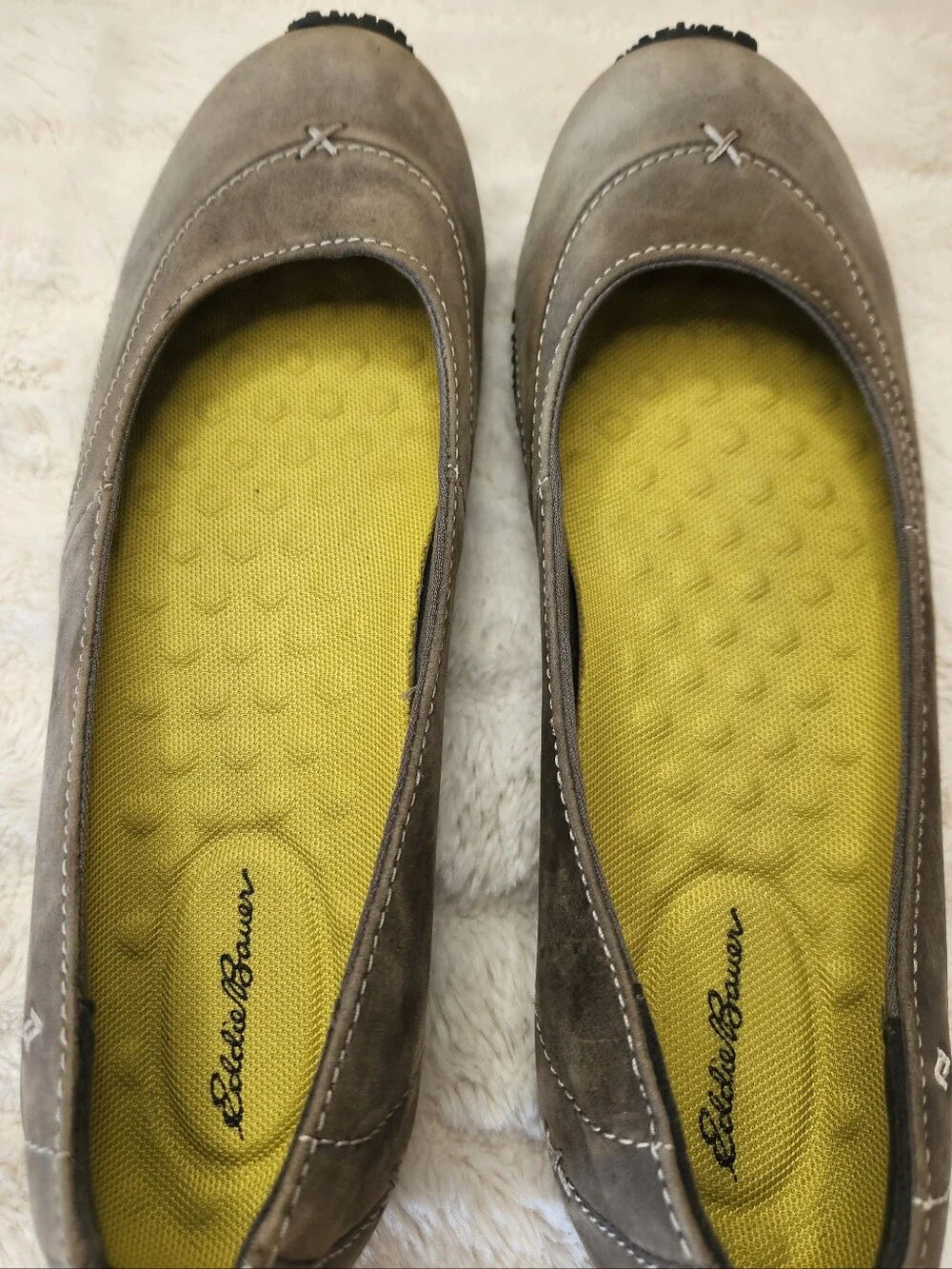 Eddie Bauer Christine Gray Oiled Leather Slip-on Sneakers Ballet Flats Women's 9